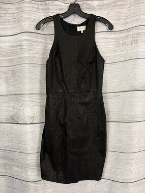 Milly Lambskin Snake Print Design Textured Sleeveless Sheath Dress Size 6